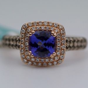 NEW EFFY 14k Rose Gold Tanzanite And Diamond Ring